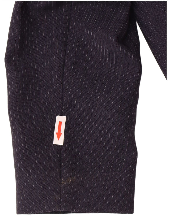Jaqueta blazer feminina vintage com 1 botão IT 46 risca de giz grande azul marinho
