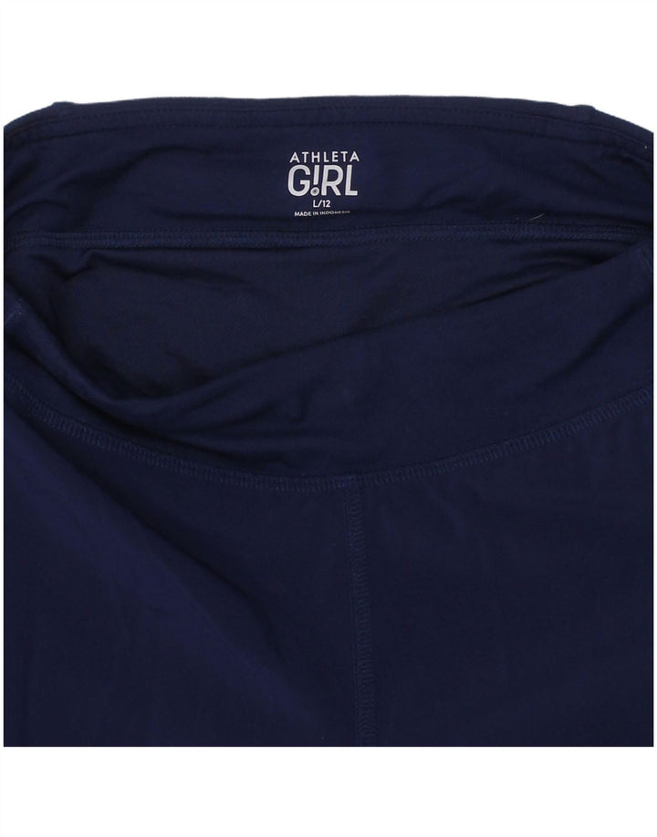 Shorts esportivos femininos ATHLETA 11-12 anos grande poliéster azul marinho