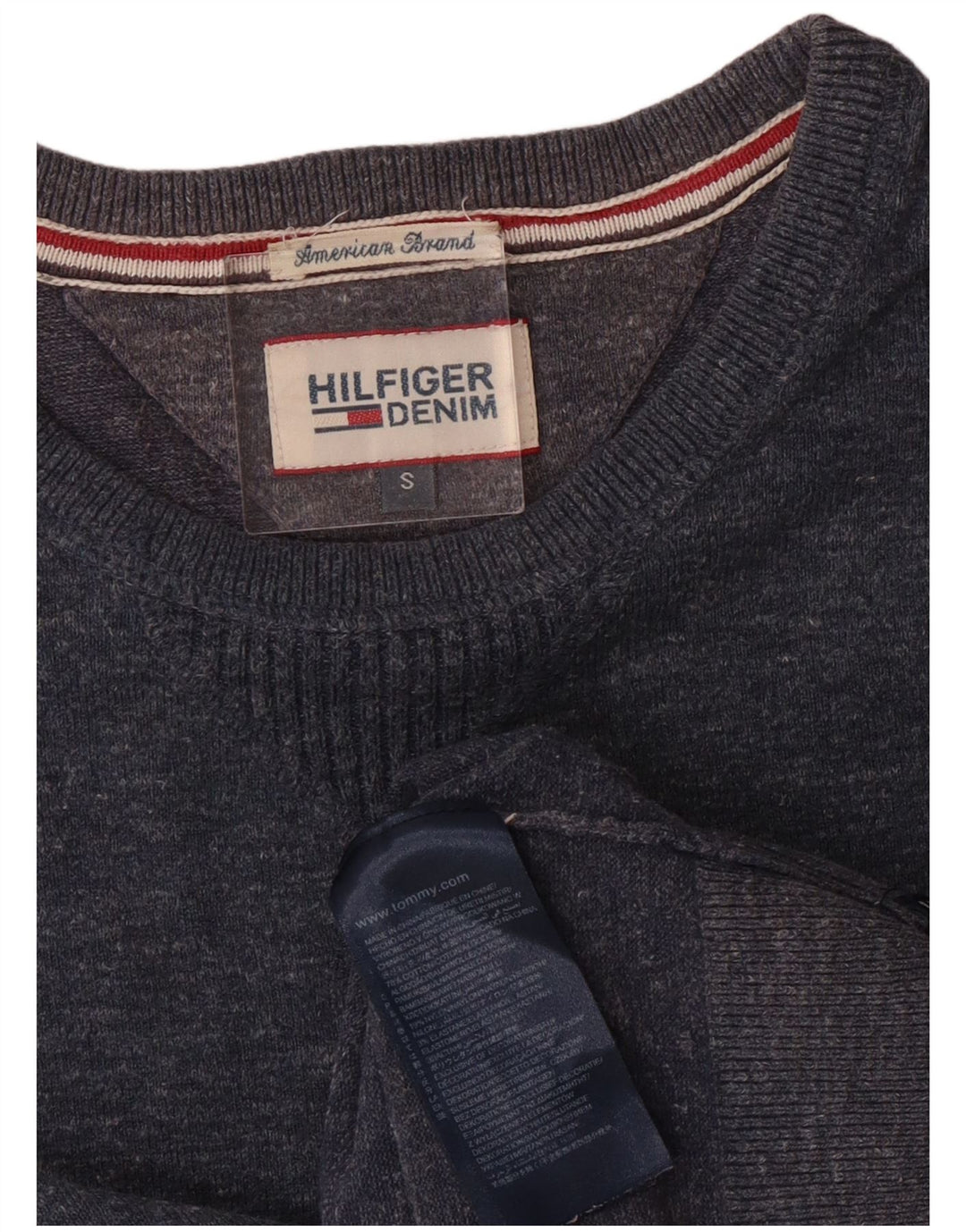 Suéter masculino Tommy Hilfiger com gola redonda, pequeno algodão azul marinho