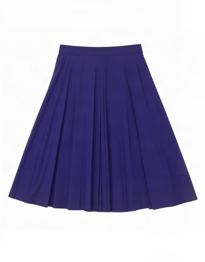 Saia larga feminina vintage IT 44 médio L28 algodão azul