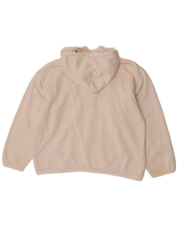 Suéter feminino vintage com capuz e gola polo gráfico UK 16 grande branco