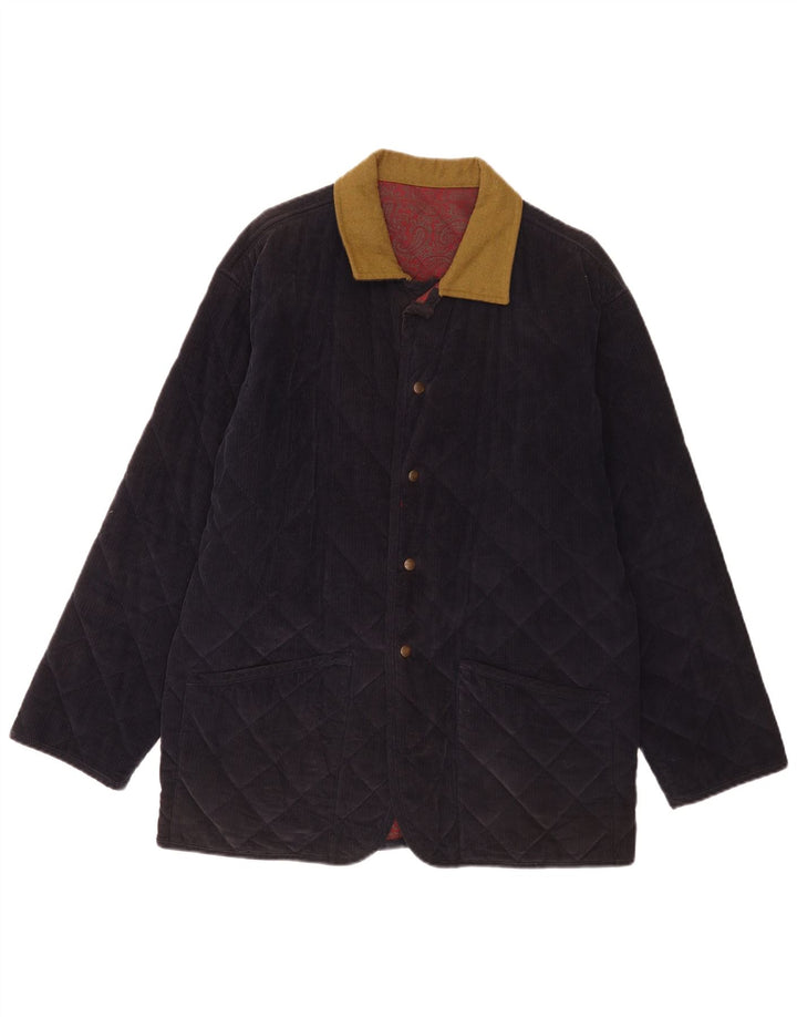 Via Ardigo Jaqueta masculina acolchoada de veludo IT 46 pequena azul marinho