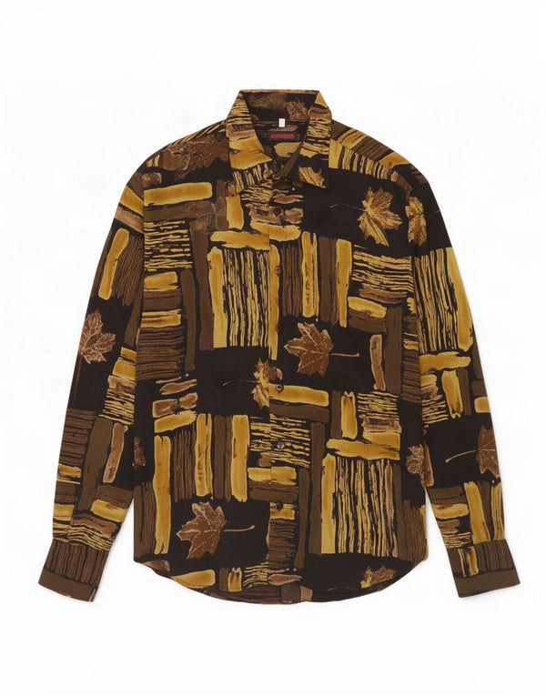 Camisa masculina vintage média multicolorida patchwork viscose