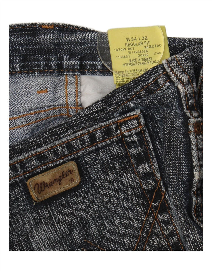 Wrangler masculino regular fit jeans reto W34 L32 algodão azul