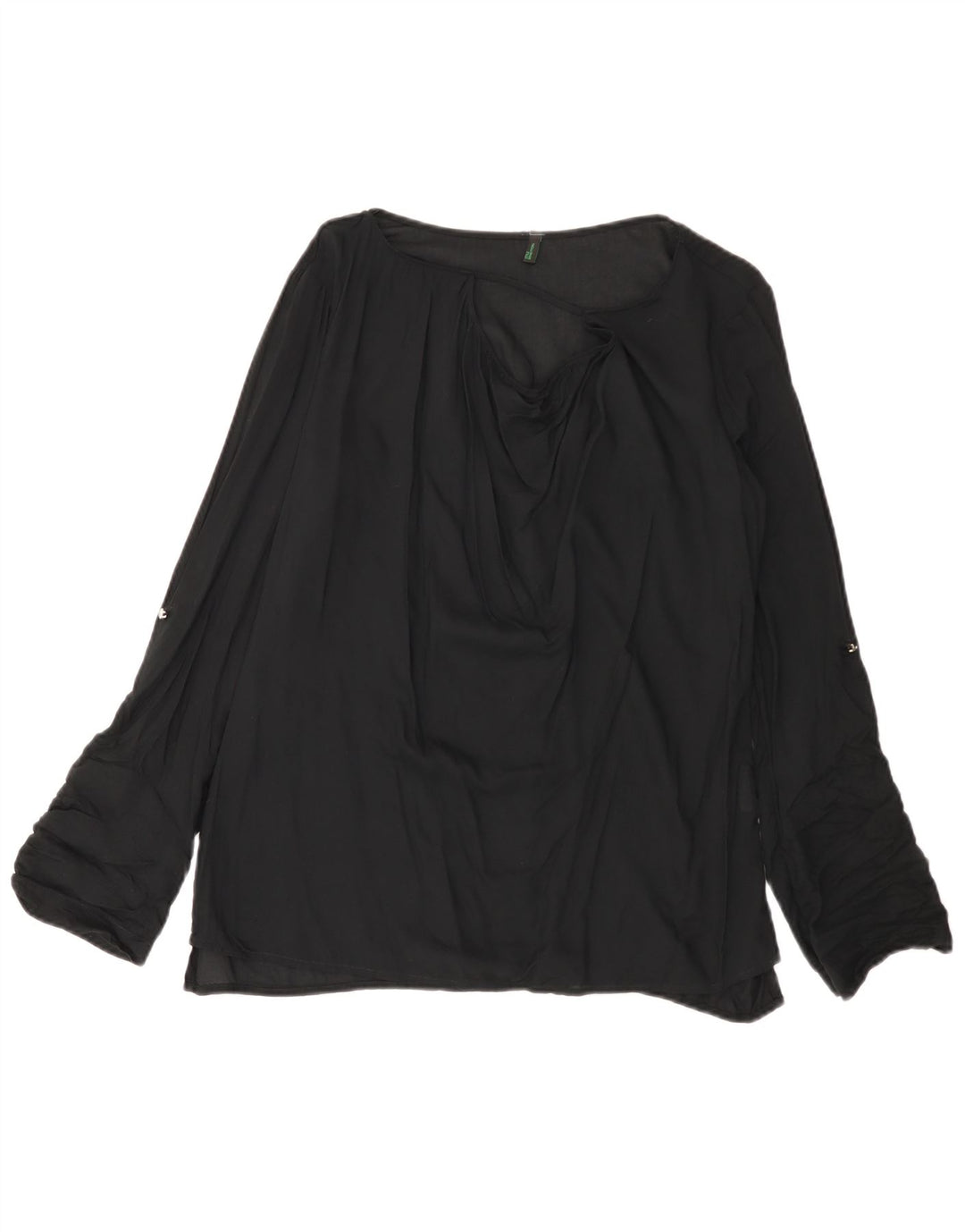 Blusa feminina de manga comprida BENETTON UK 14 viscose preta média
