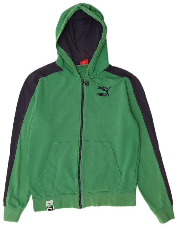 Suéter Puma masculino com capuz e zíper verde médio bloco colorido