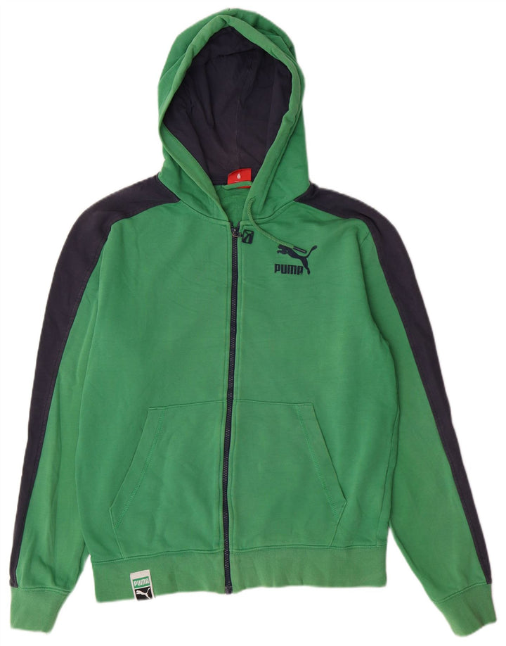 Suéter Puma masculino com capuz e zíper verde médio bloco colorido