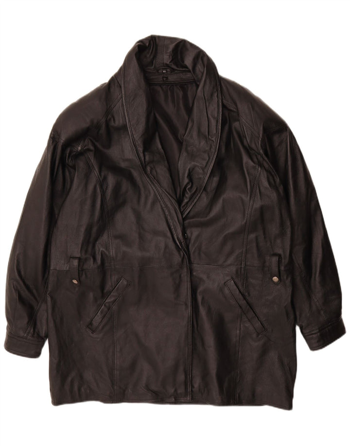 Jaqueta de couro feminina vintage UK 18 XL couro preto