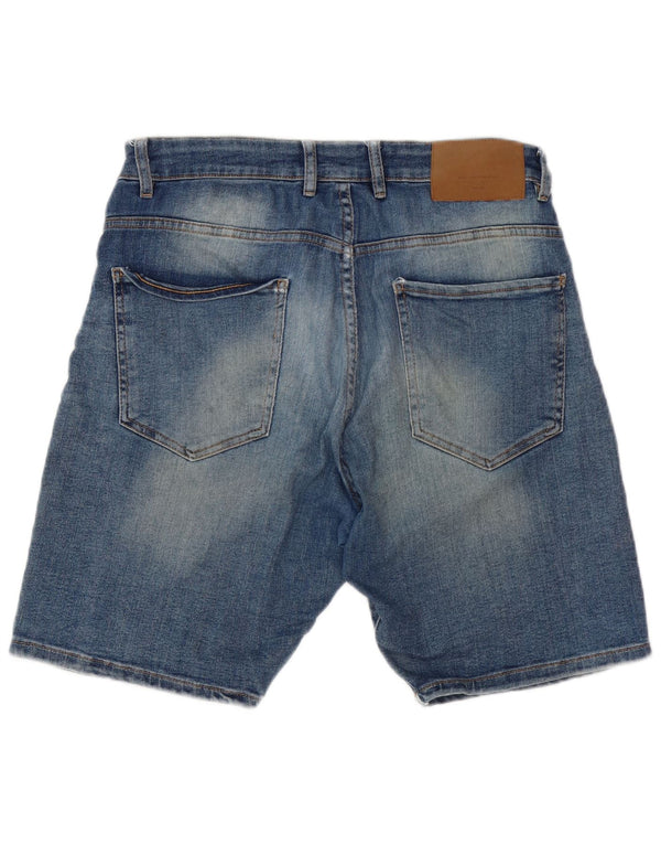 Zara Mens Denim Shorts EU 44 Grande W34 Azul Algodão