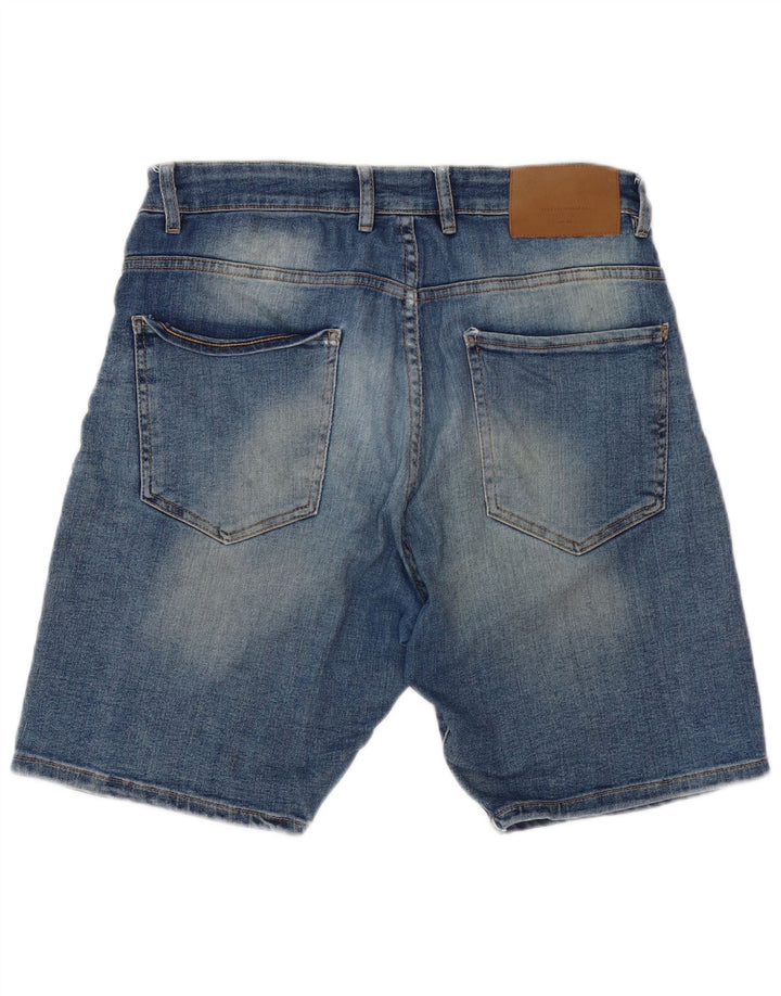 Zara Mens Denim Shorts EU 44 Grande W34 Azul Algodão