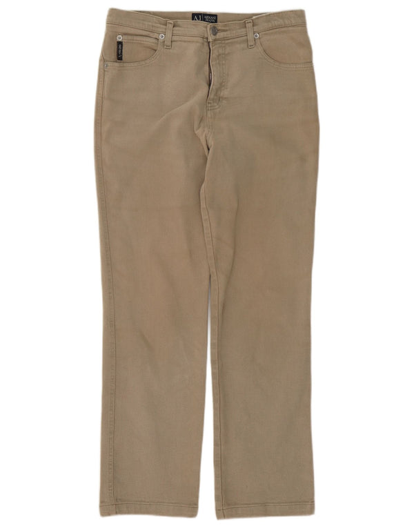 Calça feminina reta casual Armani W29 L28 algodão bege