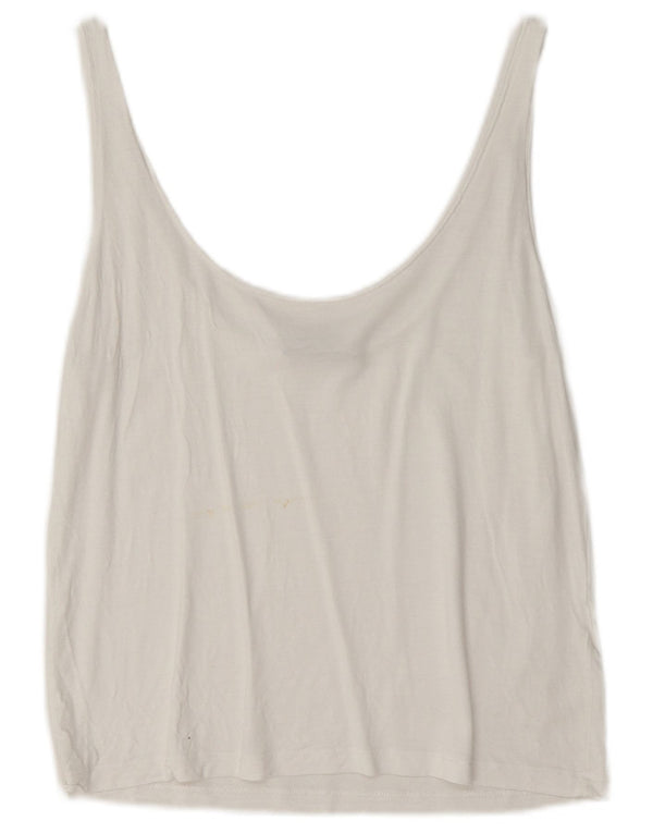 Blusa feminina sem mangas Zara Top UK 10 pequena branca
