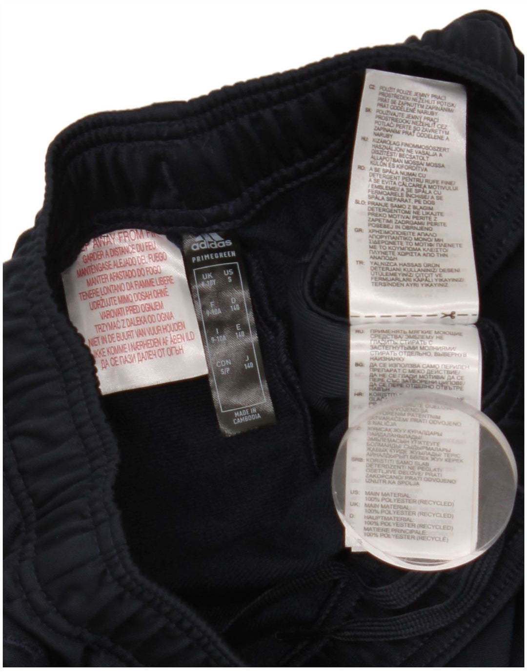 Calças de treino ADIDAS Boys Primegreen 9-10 anos azul marinho poliéster