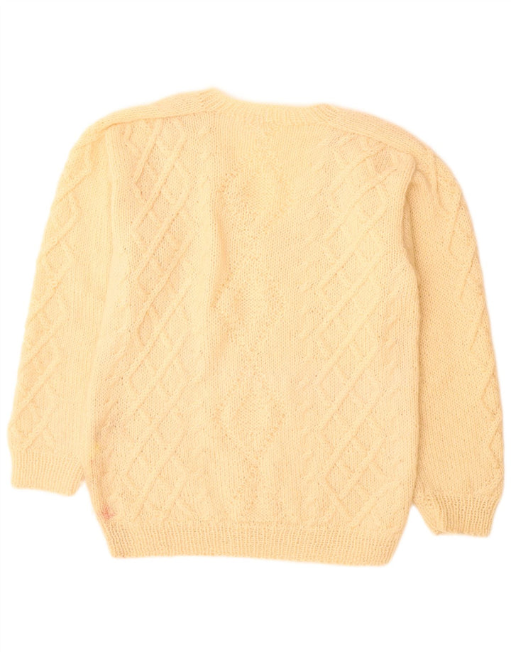Suéter masculino vintage com decote em V grande bege