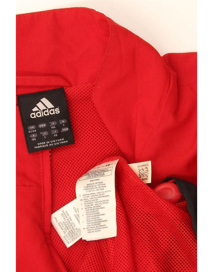 Adidas Mens Tracksuit Top Jacket UK 42/44 Grande Vermelho Colorblock Poliéster