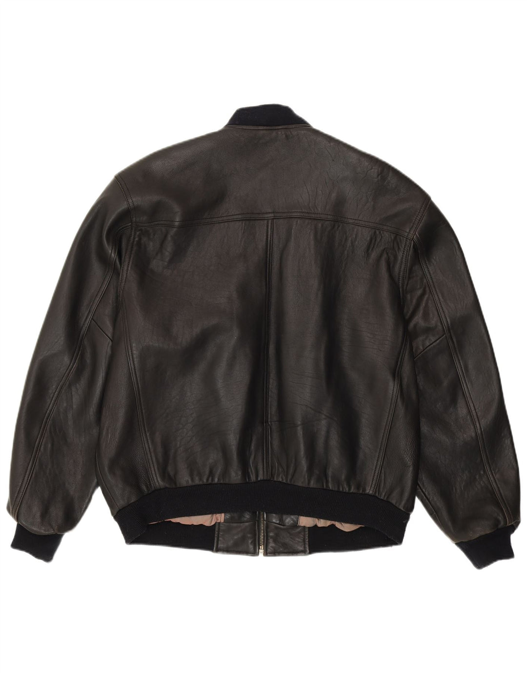 Jaqueta bomber masculina Conte Massimo de ajuste solto IT 48 couro preto médio