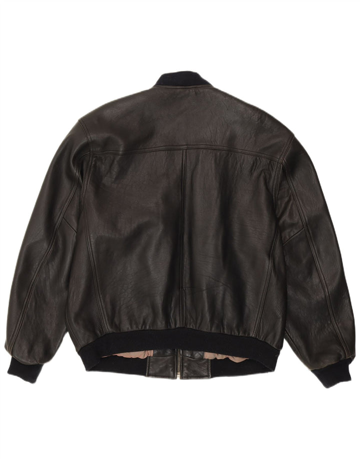 Jaqueta bomber masculina Conte Massimo de ajuste solto IT 48 couro preto médio