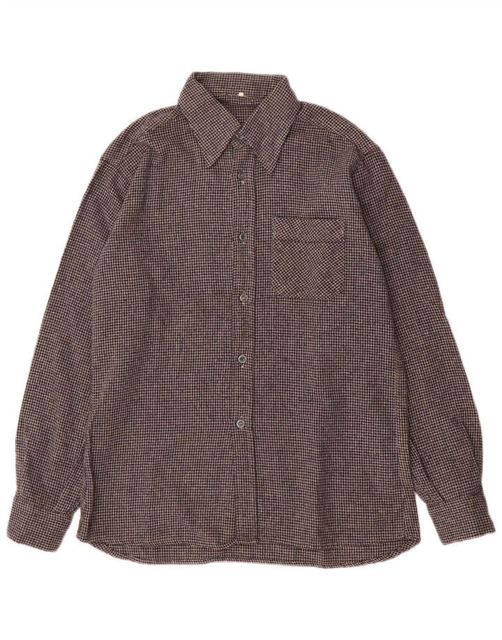 Camisa masculina de flanela VINTAGE tamanho 40 cinza médio Houndstooth