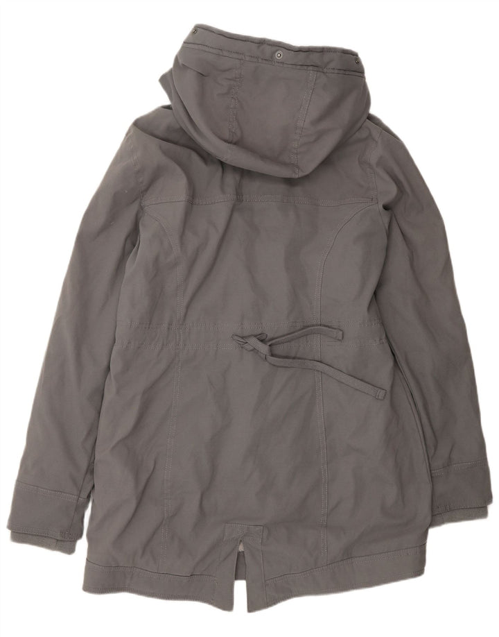 Jaqueta feminina Sherpa Parka com capuz Hollister UK 14 poliéster cinza médio