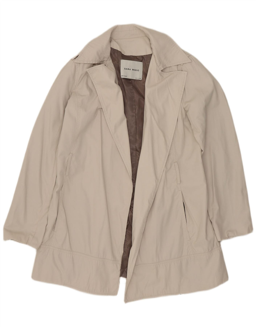 Zara Womens Open Trench Coat UK 16 Grande Off White