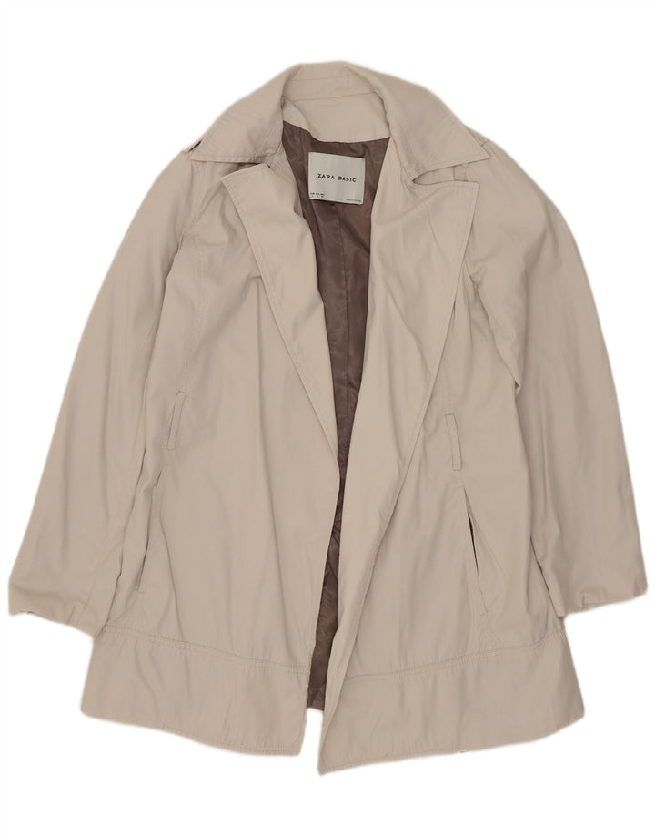 Zara Womens Open Trench Coat UK 16 Grande Off White