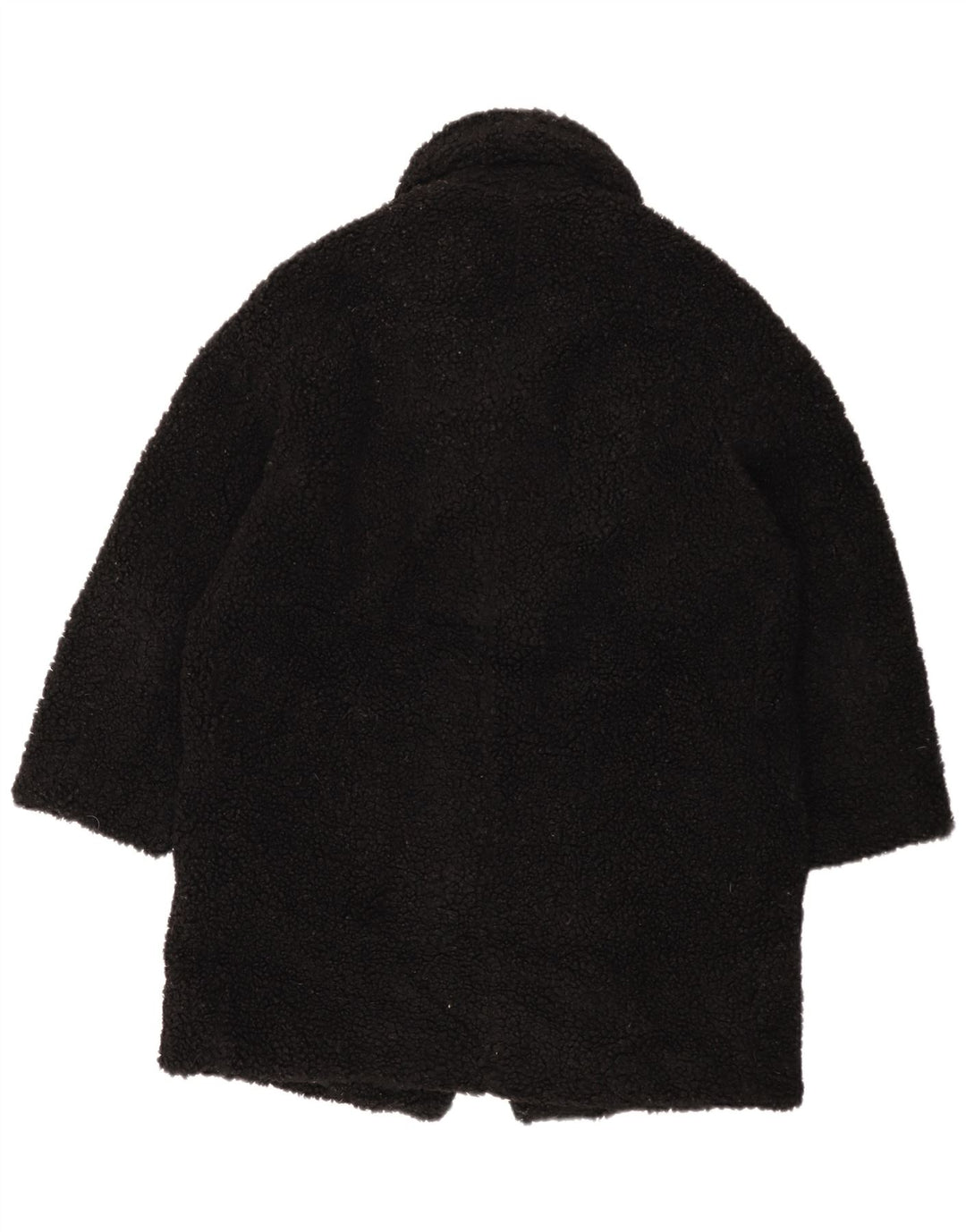 Sobretudo de lã oversized feminino Zara UK 10 pequeno poliéster preto