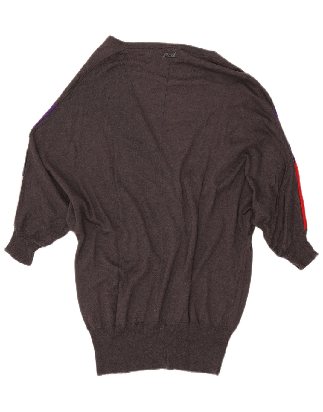 Suéter cardigã feminino DIESEL Longline UK 10 pequeno bloco cinza colorido