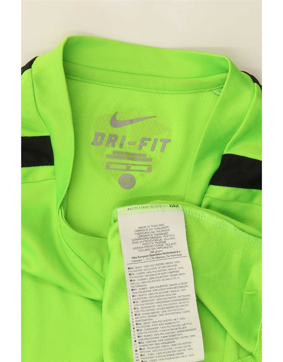 Camiseta masculina Nike Dri Fit Top médio verde colorblock poliéster
