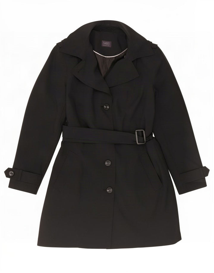 Casaco impermeável feminino Marks & Spencer Reino Unido 12 poliéster preto médio