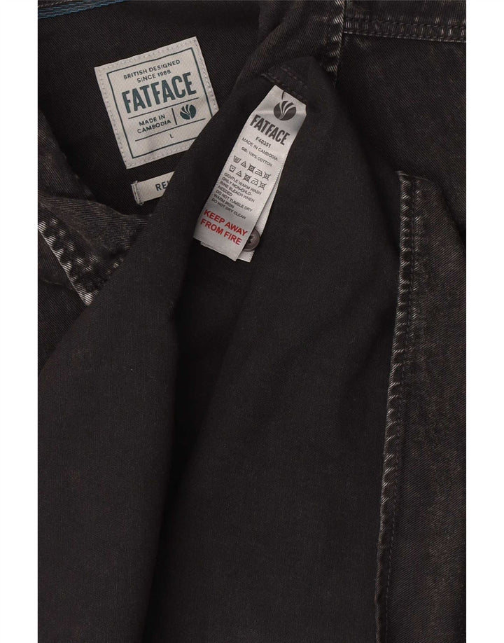 Camisa jeans masculina Fat Face grande algodão preto