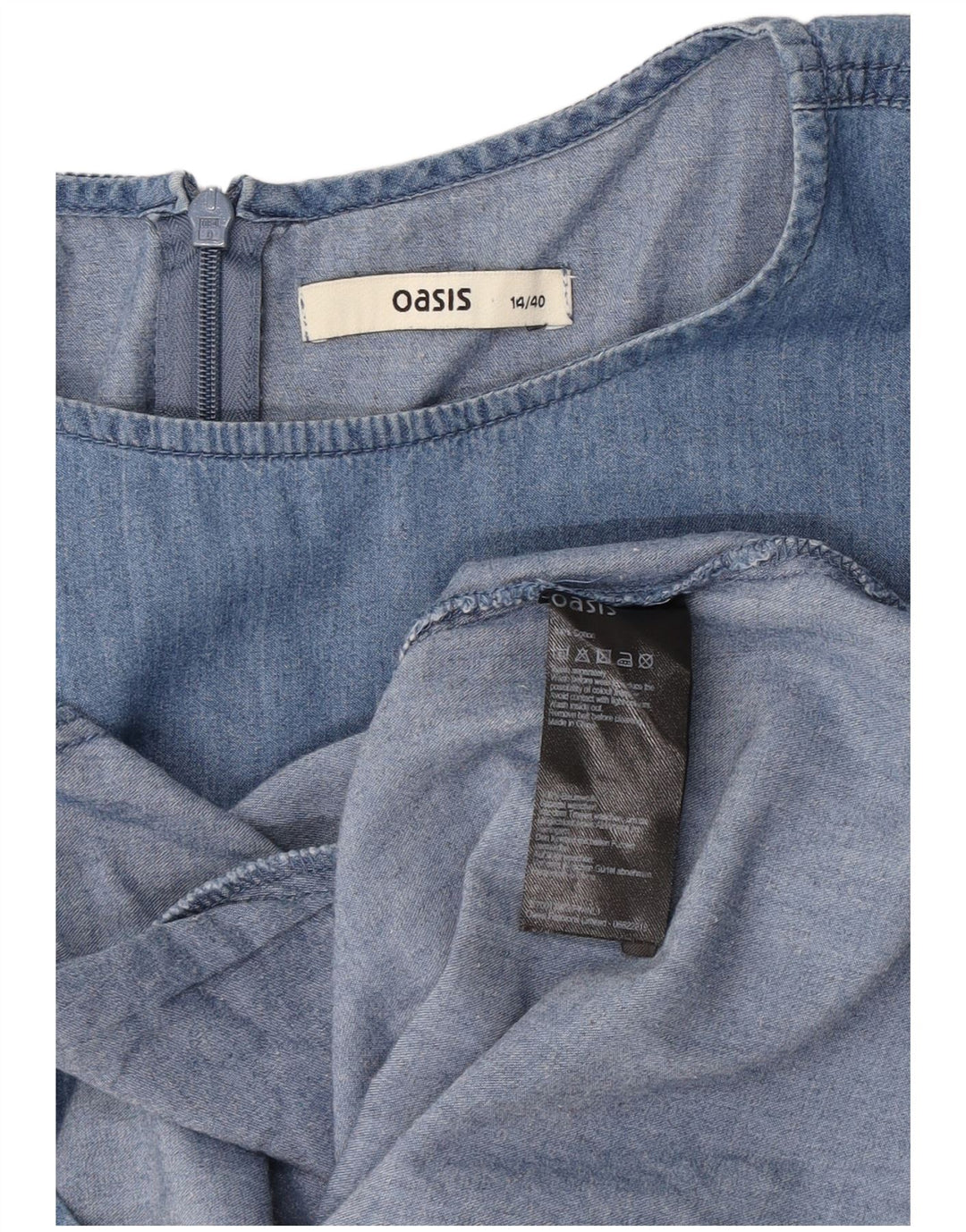 Vestido jeans feminino Oasis UK 14 algodão azul médio