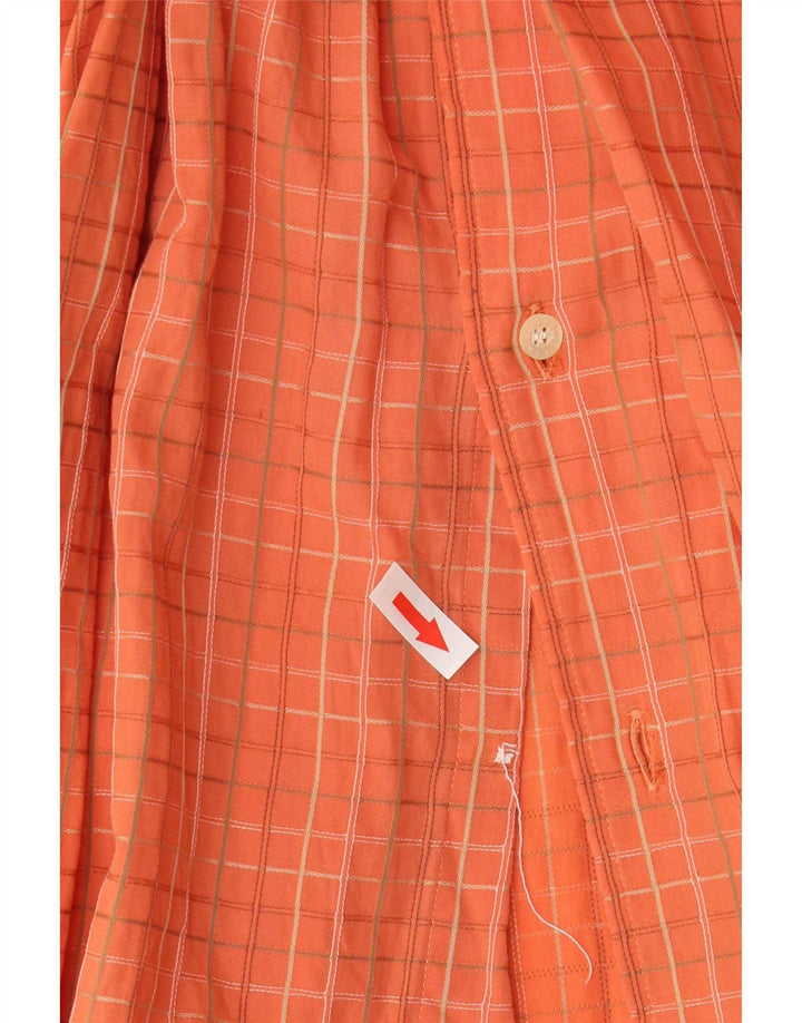 Camisa masculina Lacoste tamanho 39 algodão xadrez laranja médio