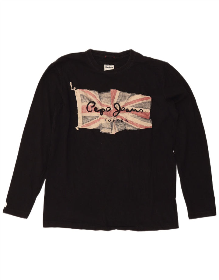 PEPE Jeans Masculino Gráfico Regular Fit Suéter Grande Preto