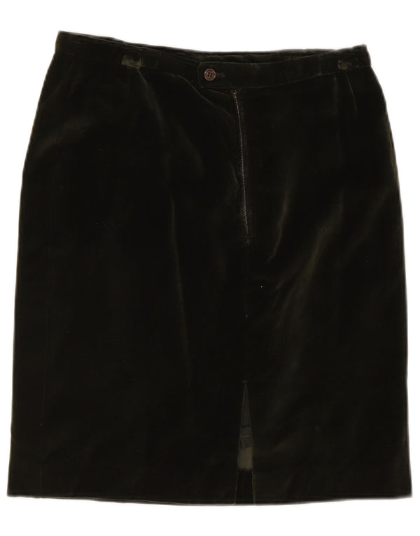 Saia lápis feminina vintage de veludo W28 verde médio