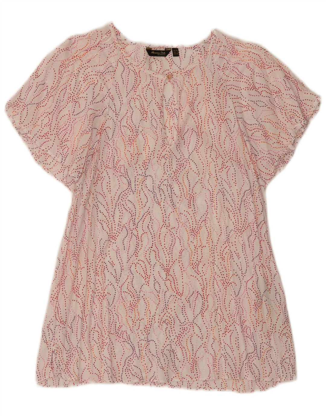 Blusa feminina Massimo Dutti com estampa abstrata EU 38 pequena viscose branca