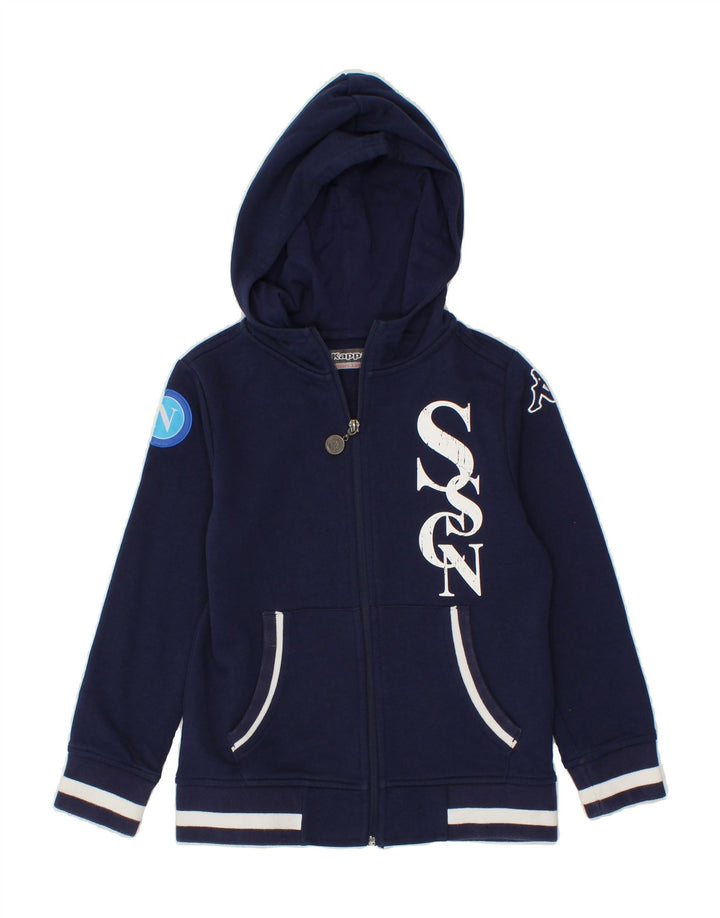 KAPPA Boys Graphic Zip Hoodie Sweater 7-8 Years Navy Blue Cotton Vintage Kappa and Second-Hand Kappa from Messina Hembry 