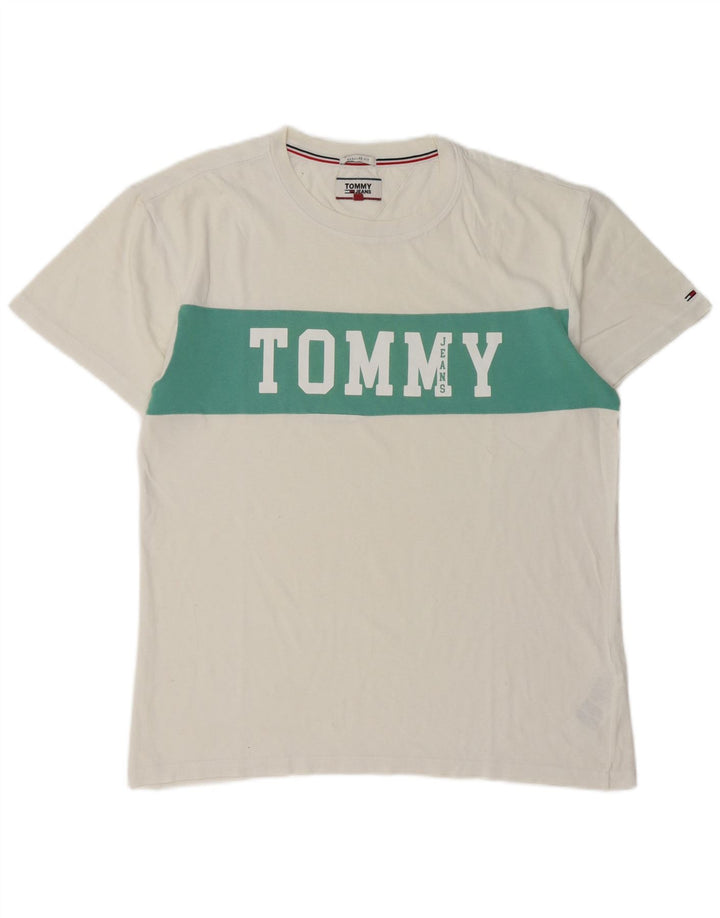 Camiseta gráfica masculina Tommy Hilfiger Top médio branco colorblock