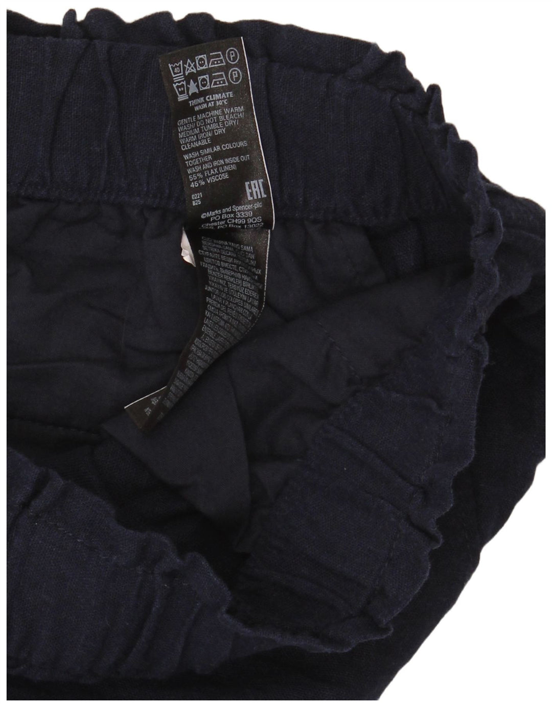 Shorts casuais femininos Marks & Spencer Reino Unido 12 médio W32 linho azul marinho
