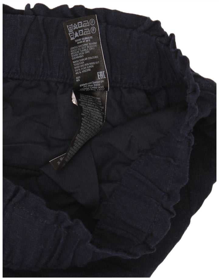 Shorts casuais femininos Marks & Spencer Reino Unido 12 médio W32 linho azul marinho