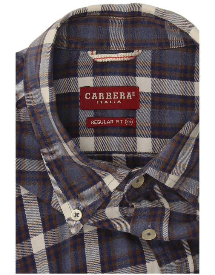 Camisa masculina de flanela Carrera Regular Fit 2XL azul marinho xadrez
