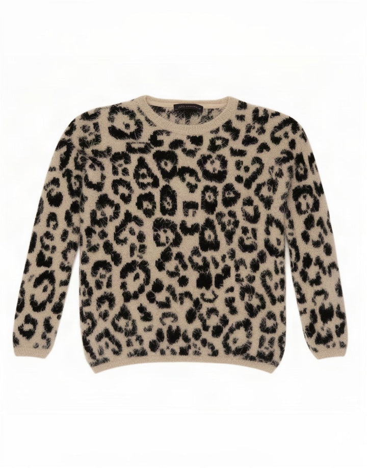 Suéter feminino Marks & Spencer com gola redonda Reino Unido 8 pequeno bege
