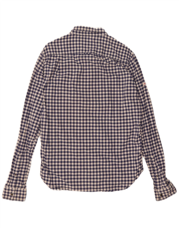 Camisa masculina Superdry algodão guingão azul médio