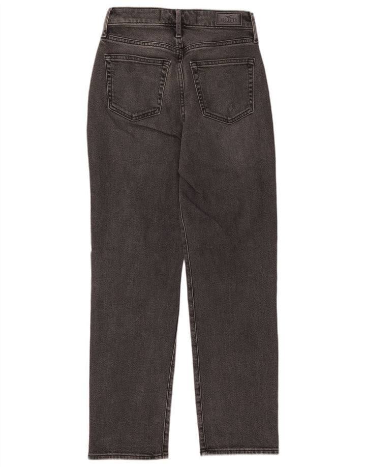 HOLLISTER Calça jeans feminina cintura alta desgastada W25 L27 algodão preto