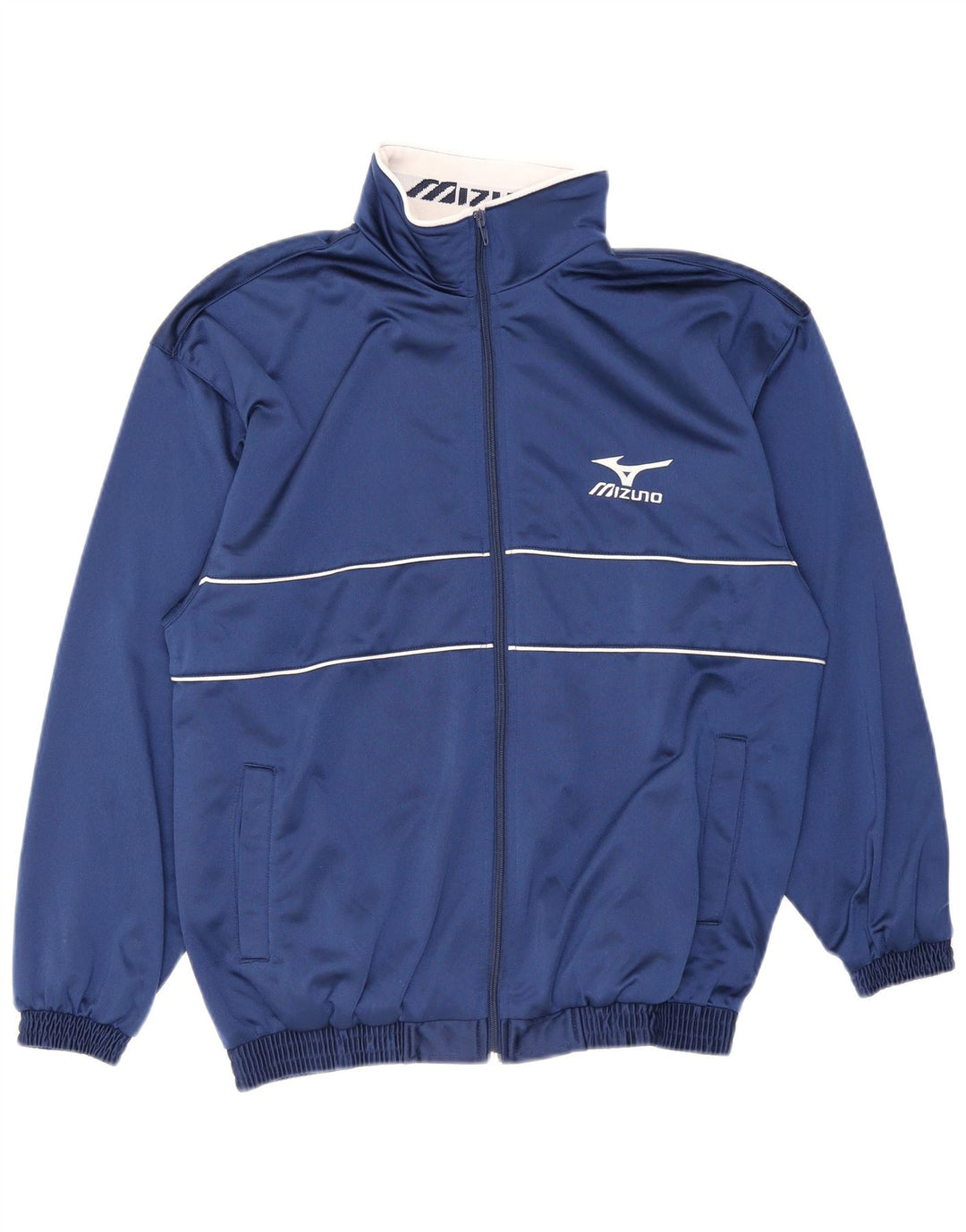 Mizuno Mens Graphic Tracksuit Top Jaqueta Pequena Listrada Azul Marinho Poliéster