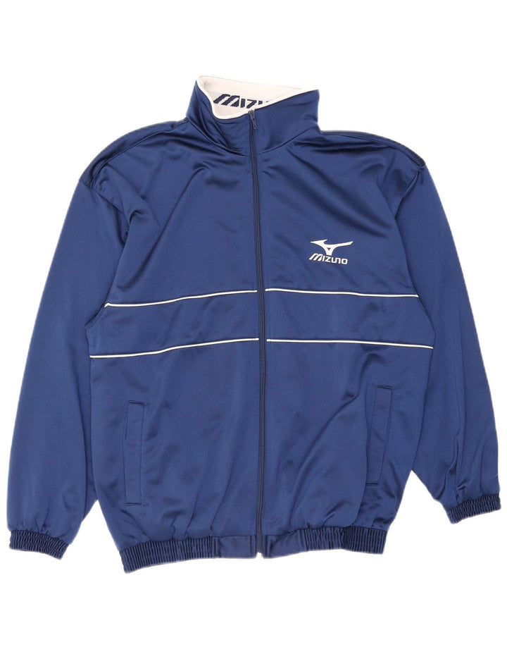 Mizuno Mens Graphic Tracksuit Top Jaqueta Pequena Listrada Azul Marinho Poliéster