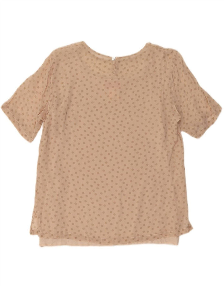 Blusa feminina LES COPAINS Top IT 42 Seda de bolinhas bege médio