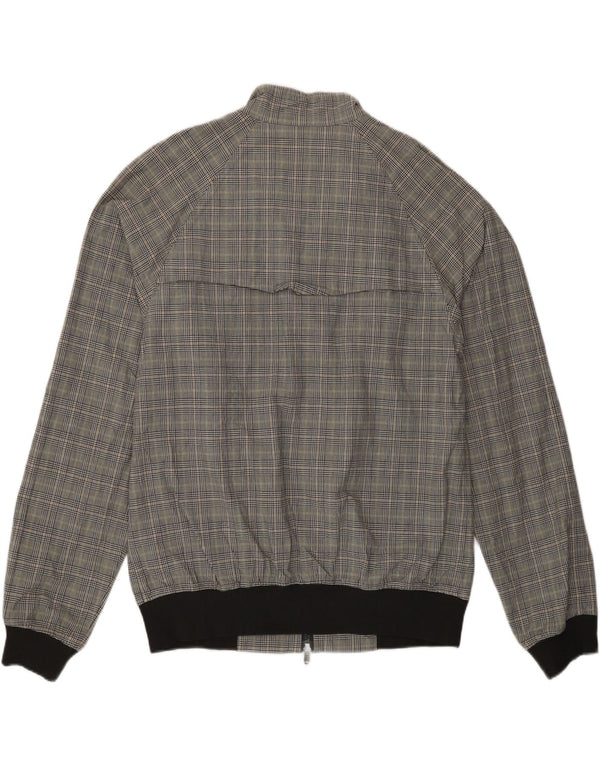 Jaqueta bomber masculina Conte of Florence UK 40 grande algodão xadrez cinza