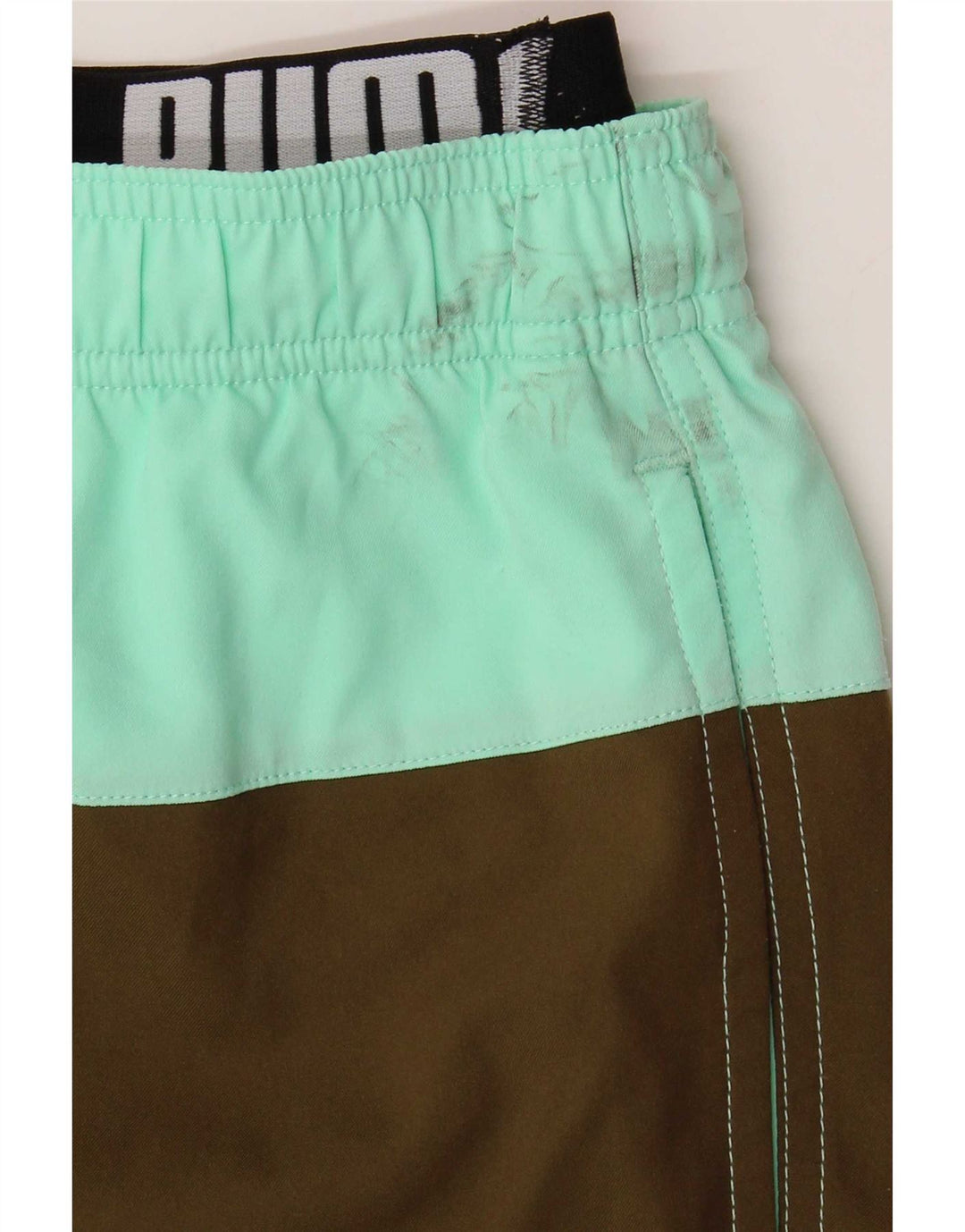 Shorts de natação masculinos Puma XS Khaki Colourblock poliéster