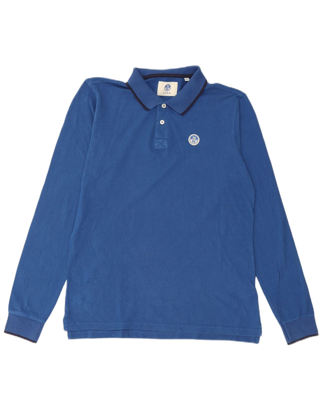 Camisa polo masculina de manga comprida North Sails grande algodão azul