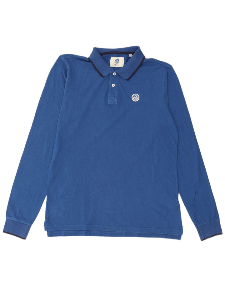 Camisa polo masculina de manga comprida North Sails grande algodão azul